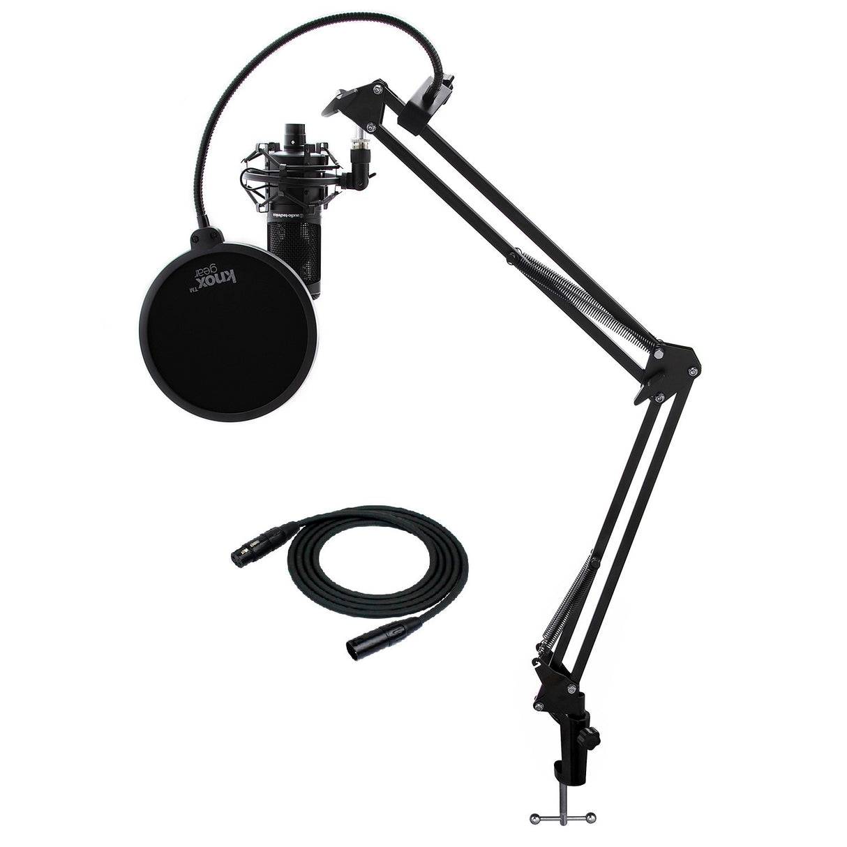 Audio-Technica AT2020 Microphone with Filter, Boom Arm, Cable and Shock Mount