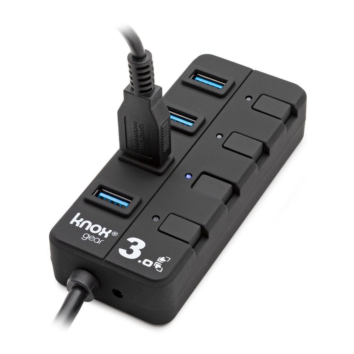 Knox Gear 4 Port 3.0 USB Hub with Individual Switches and LED Lights
