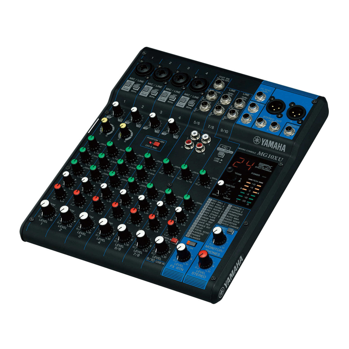 Yamaha MG10XU 10 Input Stereo Mixer with Microphone and Headphones Bundle