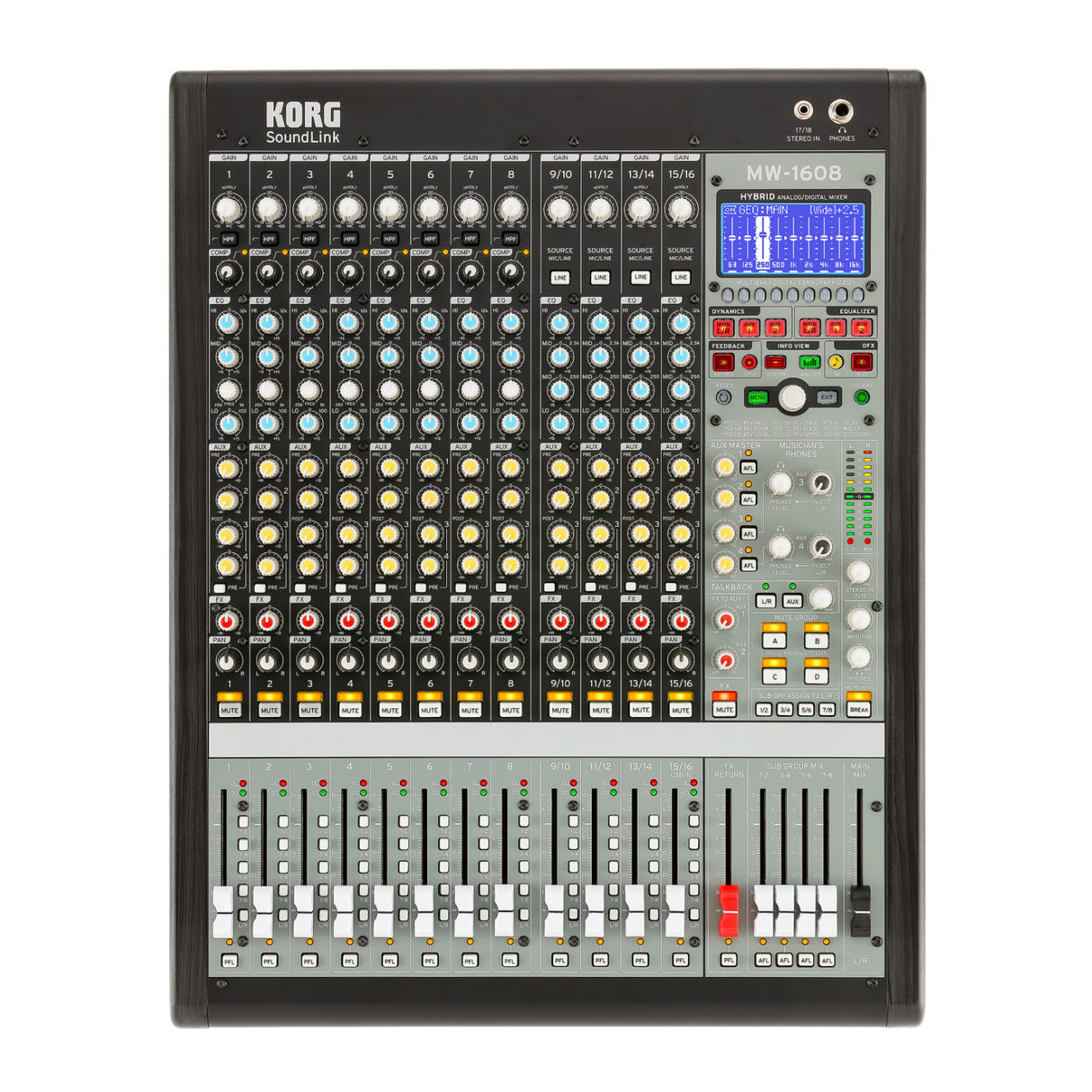 Korg SoundLink MW1608 16-Channel Hybrid Analog/Digital Mixer Bundle w/ Accessory