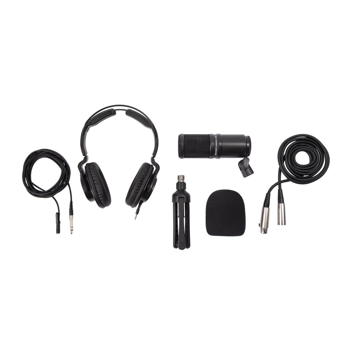 Zoom ZDM-1 2-Person Podcast Microphone Pack Accessory Bundle & Two Boom Arm