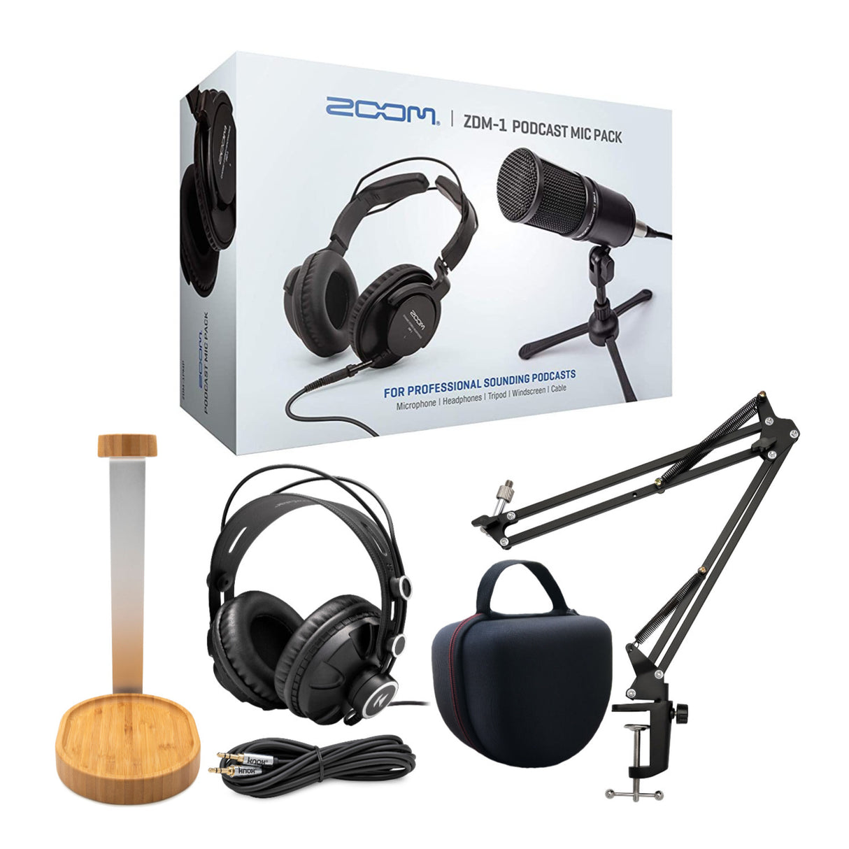 Zoom ZDM-1 Pro Podcast Microphone Bundle with Boom Arm Bundle