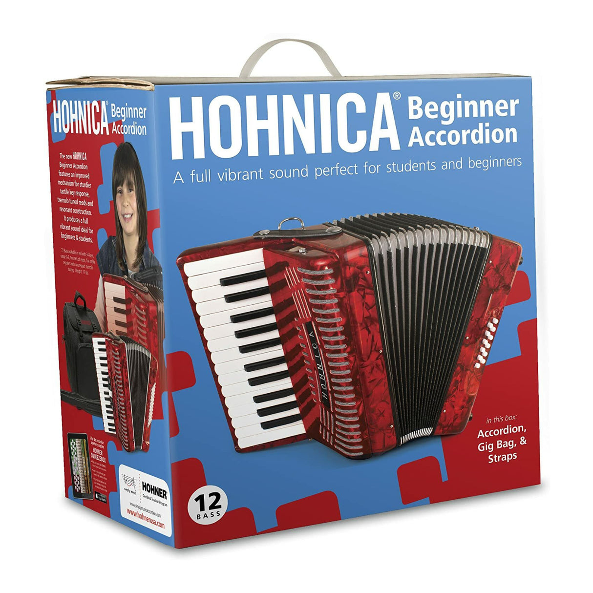 Hohner Accordions 1303-RED 12 Bass Entry Level Piano Accordion (Red)