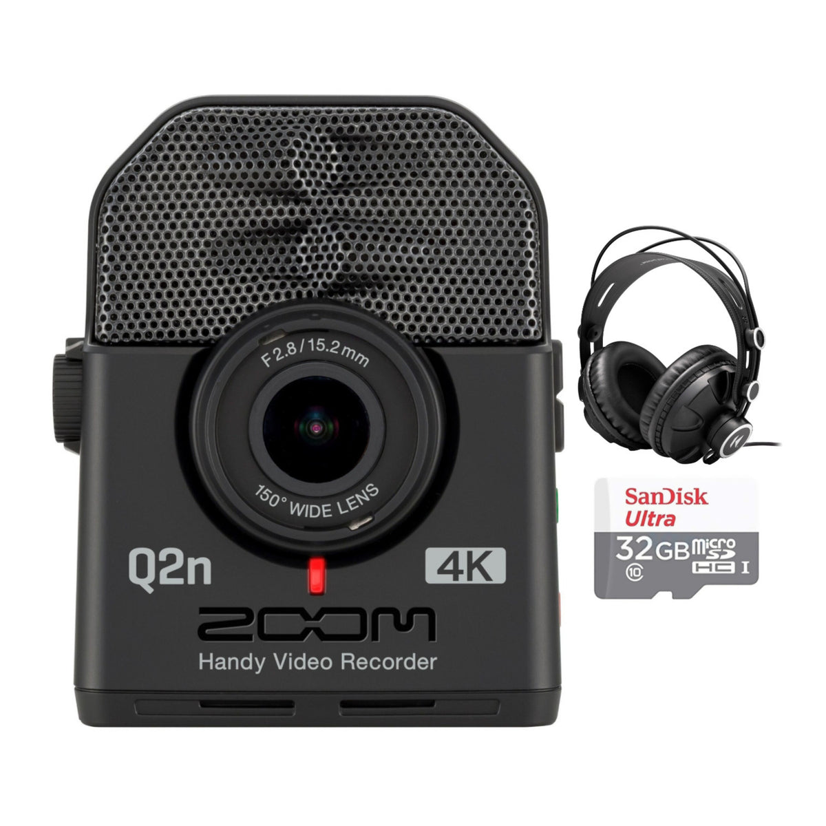 Zoom Q2n-4K Handy Video Recorder Bundle with Headphones and 32GB microSDHC Card (Open Box)