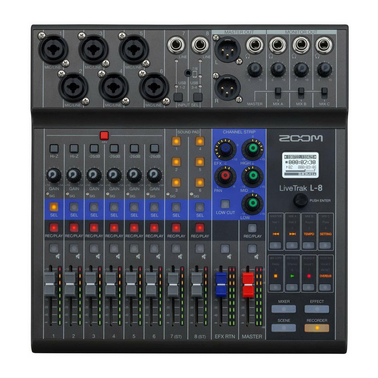 Zoom LiveTrak L8 Portable 8 Channel Digital Mixer and MultitrackRecorder Bundle