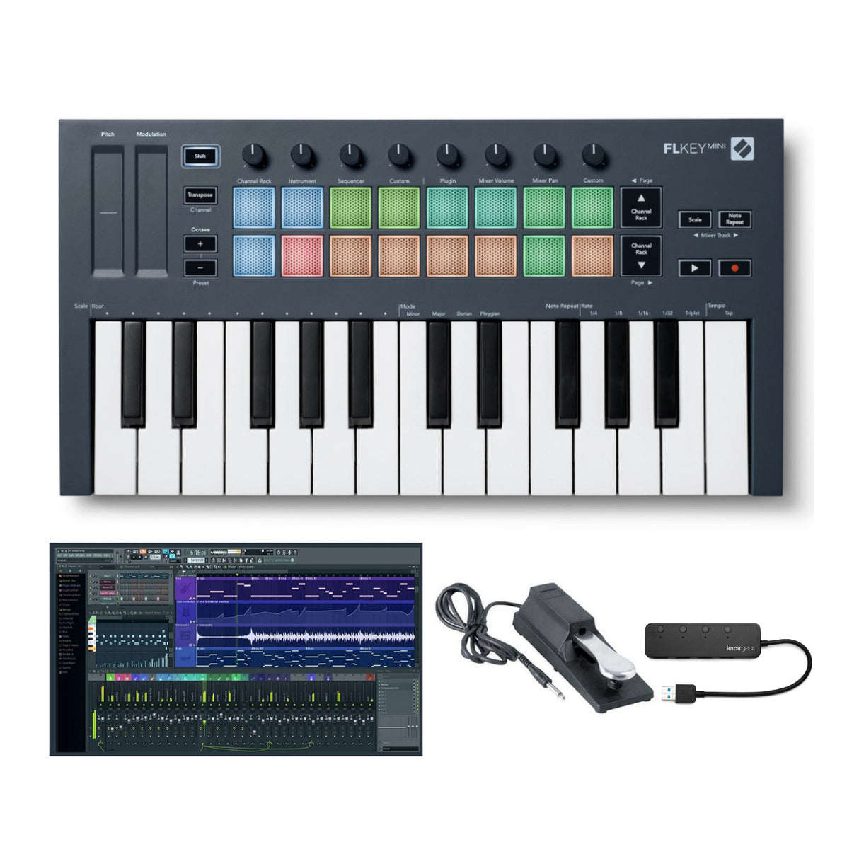 Novation FLkey Mini 25-Key MIDI Keyboard Controller for FL Studio Bundle