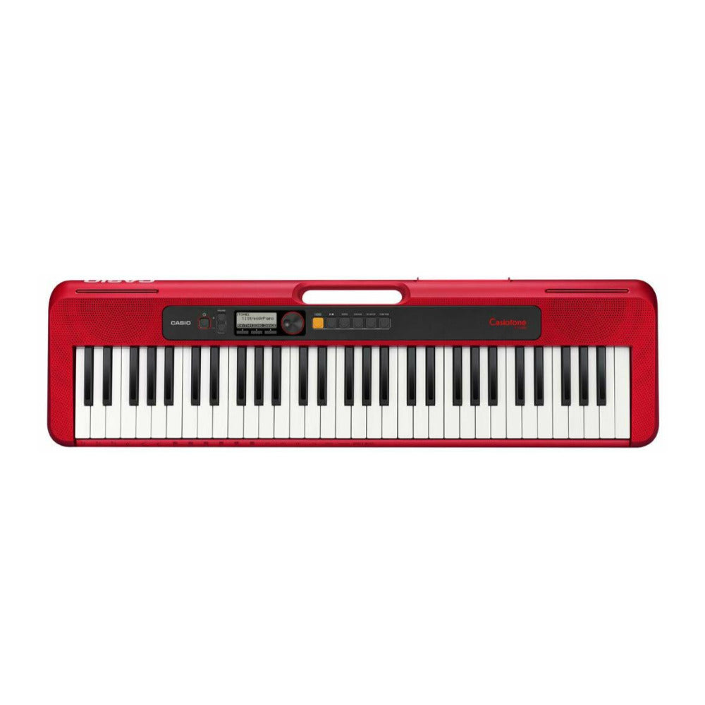 Casio Casiotone CT-S200 61-Key Portable Keyboard (Red) w/Stand, Pedal, and Book