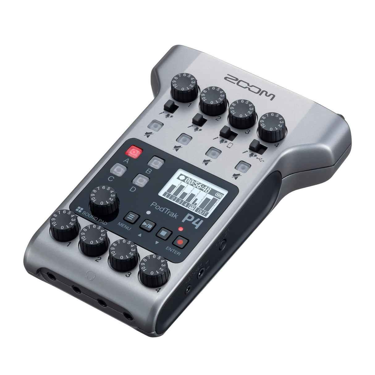 Zoom PodTrak P4 Portable Multitrack Recorder Bundle with ZDM-1 Podcast 2-Pack