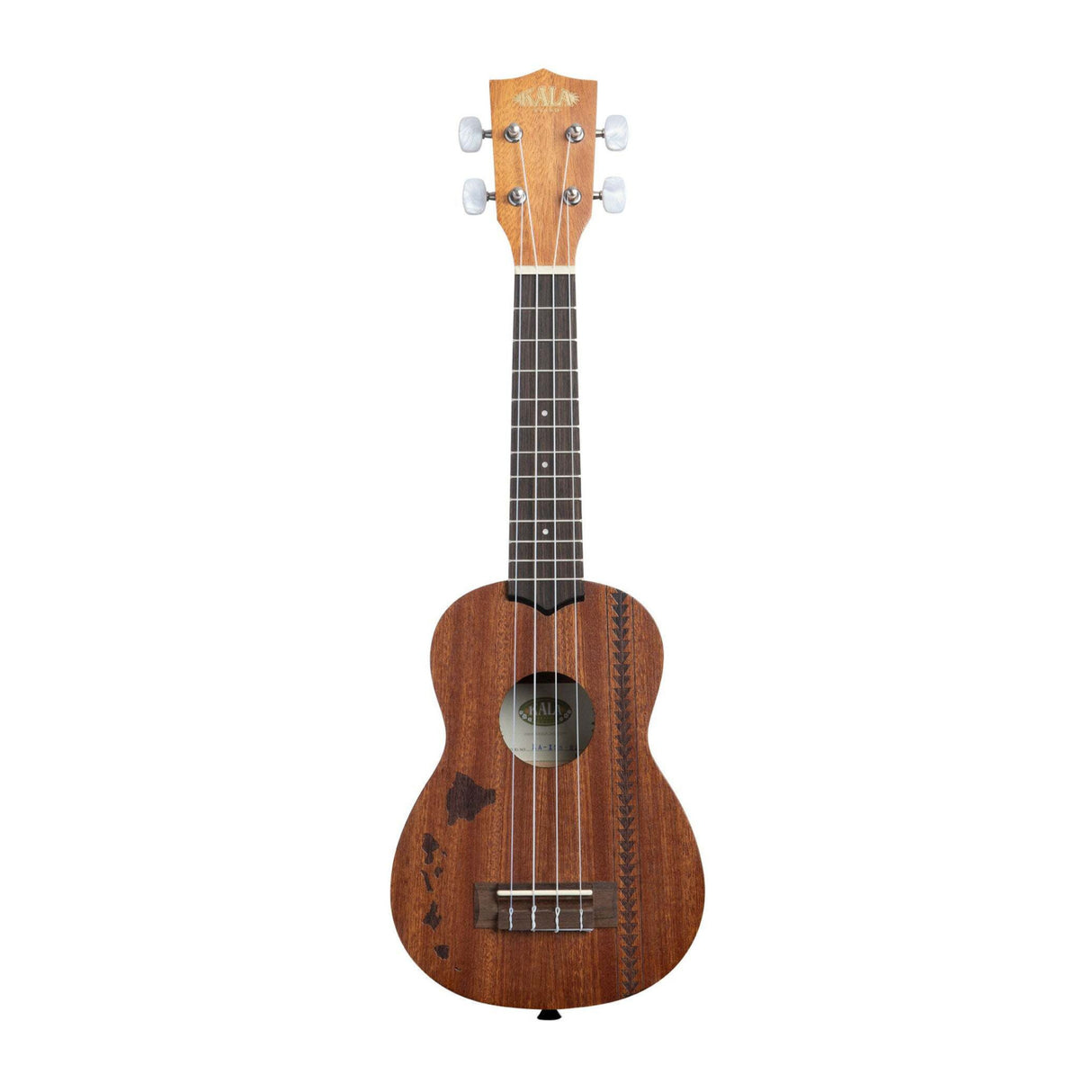 Kala Mahogany 4-String Soprano Ukulele (Hawaiian Islands and Tattoo Band)