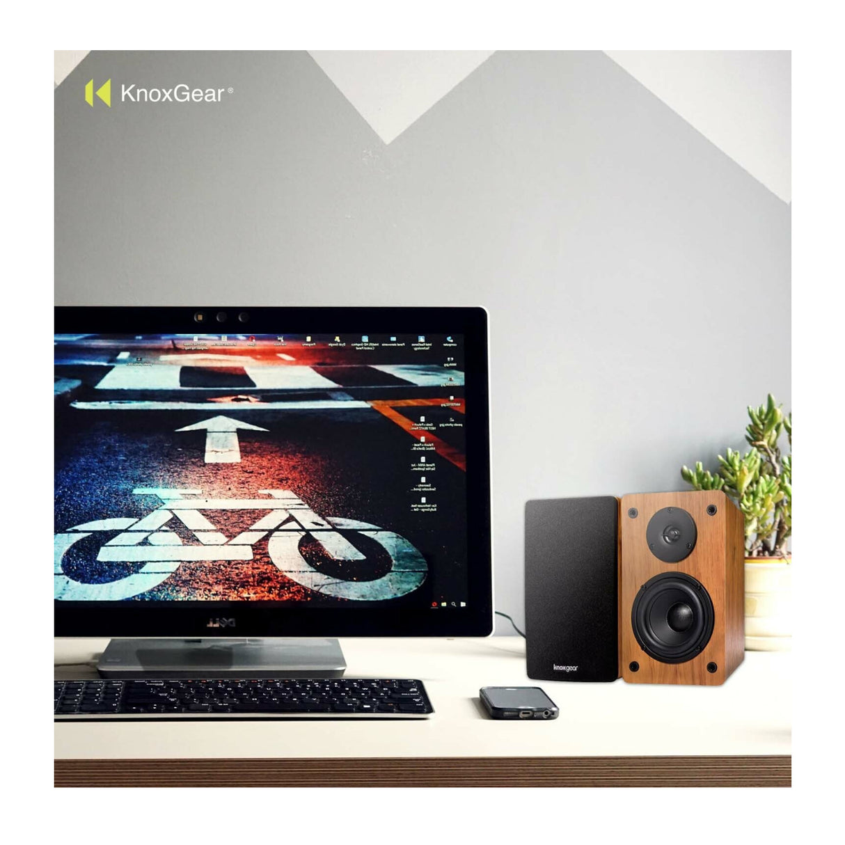 Knox Gear LP1 Powered Bookshelf Bluetooth Speakers (Wood Finish)