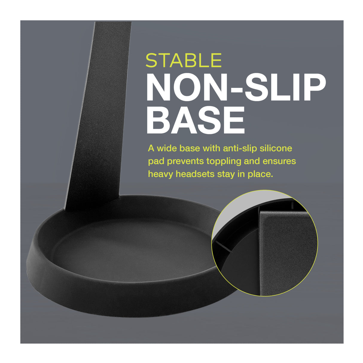 Knox Gear Aluminum Headphone Stand for Desk with Solid Base Mount (Black)