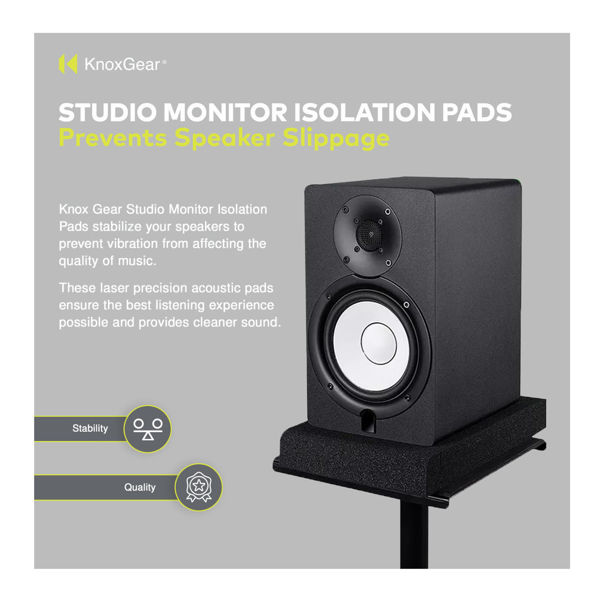Knox Gear Studio Monitor Isolation Pads Suitable for 8 inch Speakers (2-Pack)