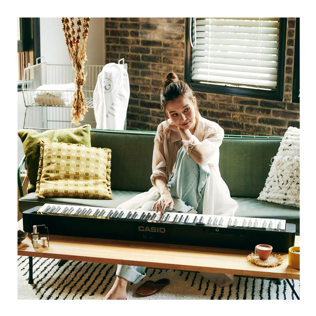 Casio Privia 88-Key Digital Piano with Casio CS68 Stand, Slim Design (Black)