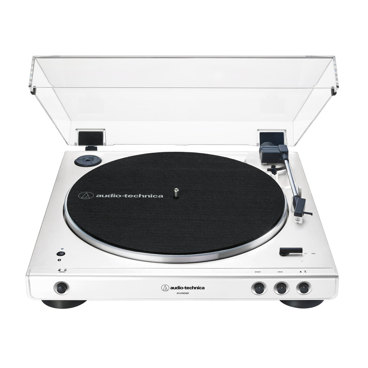 Audio-Technica AT-LP60XBT-WW Automatic Turntable (White) with Speakers Bundle