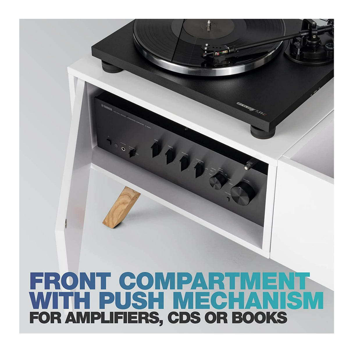 Glorious Turntable Lowboard, Solid Ashwood with Shock-Absorbent Rubber Feet