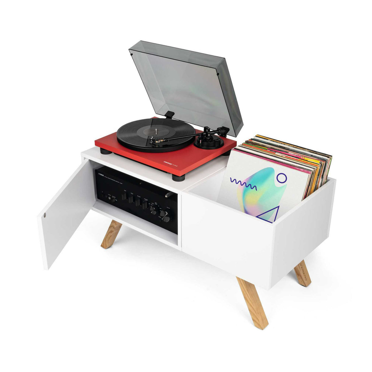 Glorious Turntable Lowboard, Solid Ashwood with Shock-Absorbent Rubber Feet