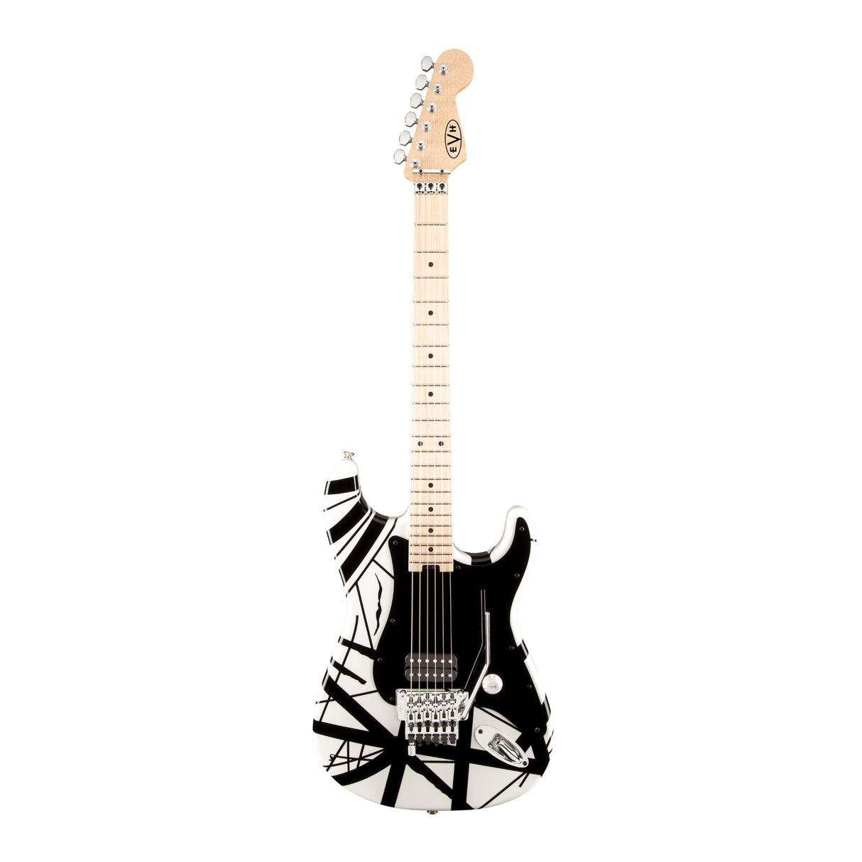 EVH Striped Series 6-String Electric Guitar (White with Black Stripes)