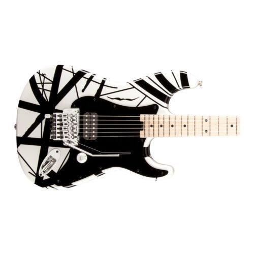 EVH Striped Series 6-String Electric Guitar (White with Black Stripes)