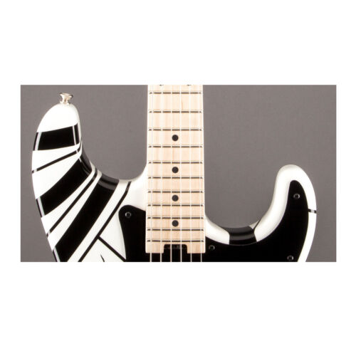 EVH Striped Series 6-String Electric Guitar (White with Black Stripes)