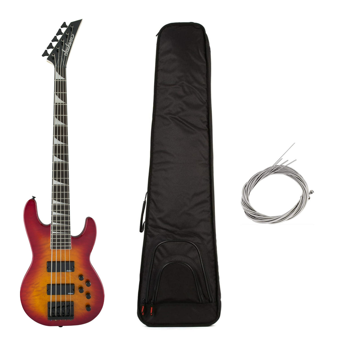 Jackson JS Series JS3VQ 5-String Electric Guitar (Cherry) with Bag Bundle