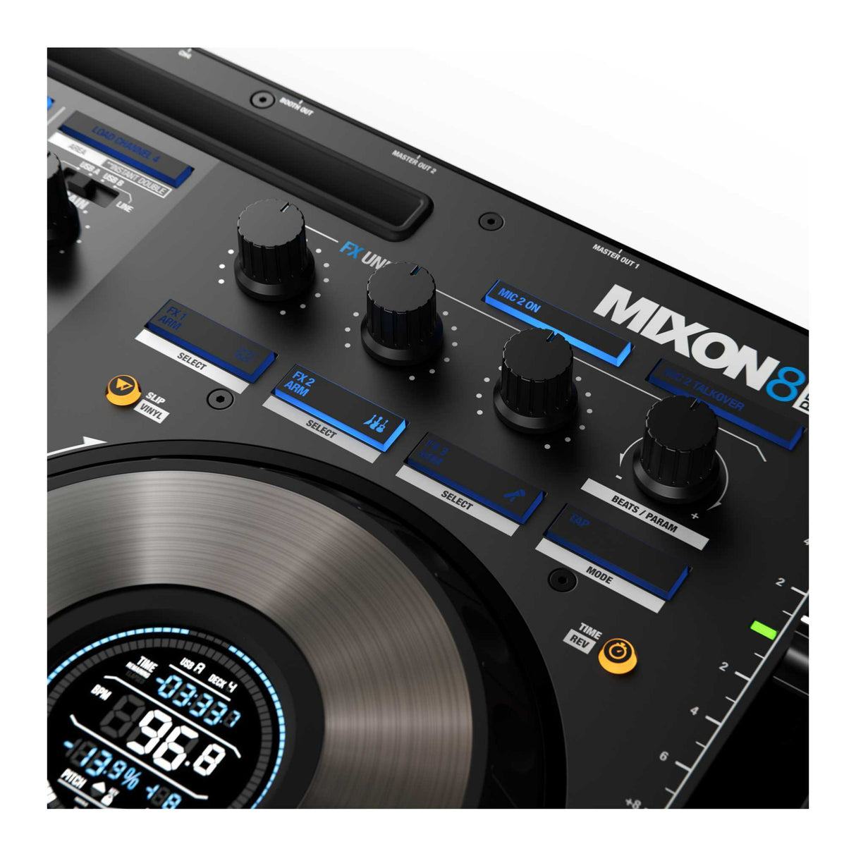 Reloop Mixon 8 Pro 4-channel DJ Controller with Case, XLR Cables, and TRS Cables