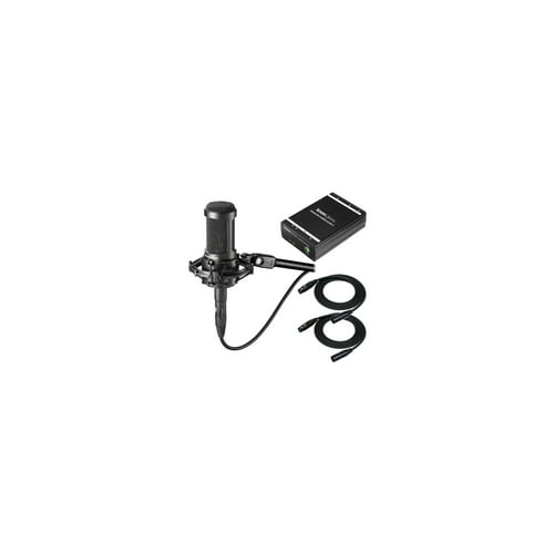 Audio-Technica AT2035 Microphone with Power Supply and Two XLR Cables Bundle