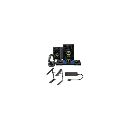 Hercules DJ Starter Kit with Laptop Stand and Knox Gear 4-Port USB 3.0 Hub