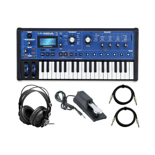 Novation MiniNova Synthesizer with Headphones, Sustain Pedal and TRS Cable
