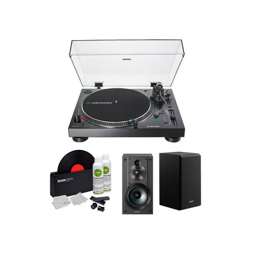 Audio-Technica AT-LP120X-USB Direct-Drive Turntable w/Bookshelf Speakers Bundle