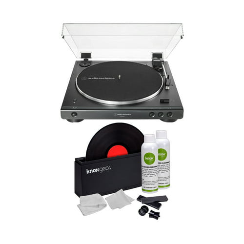 Audio-Technica AT-LP60X Bluetooth Turntable Black w Knox Vinyl Cleaning Kit