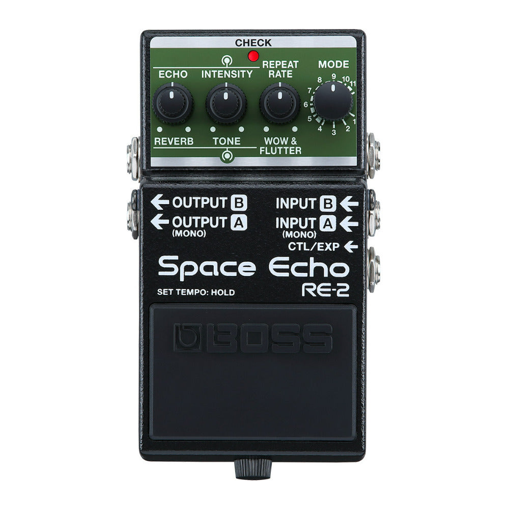 BOSS RE-2 Space Echo Compact Full Stereo I/O Delay and Reverb Effects Pedal