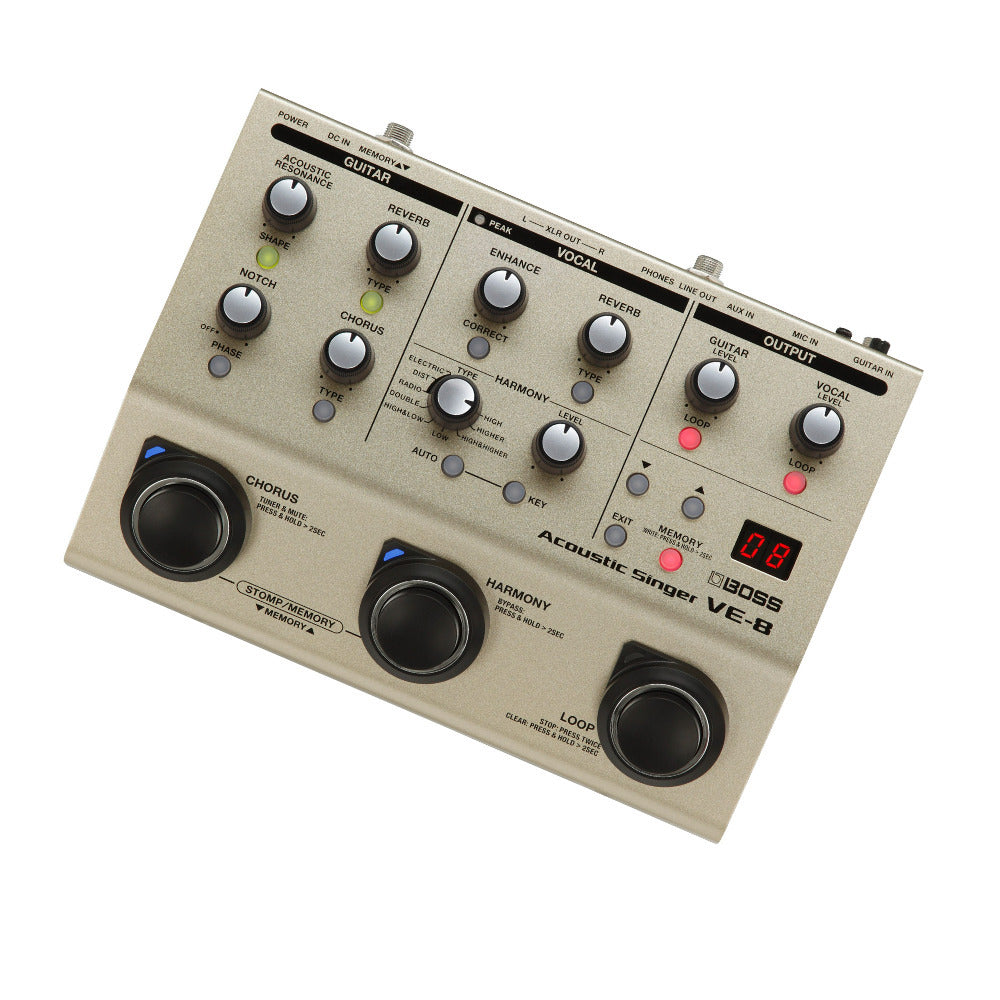BOSS VE-8 Guitar Channel Create Harmonies Simple to Use Acoustic Singer Pedal