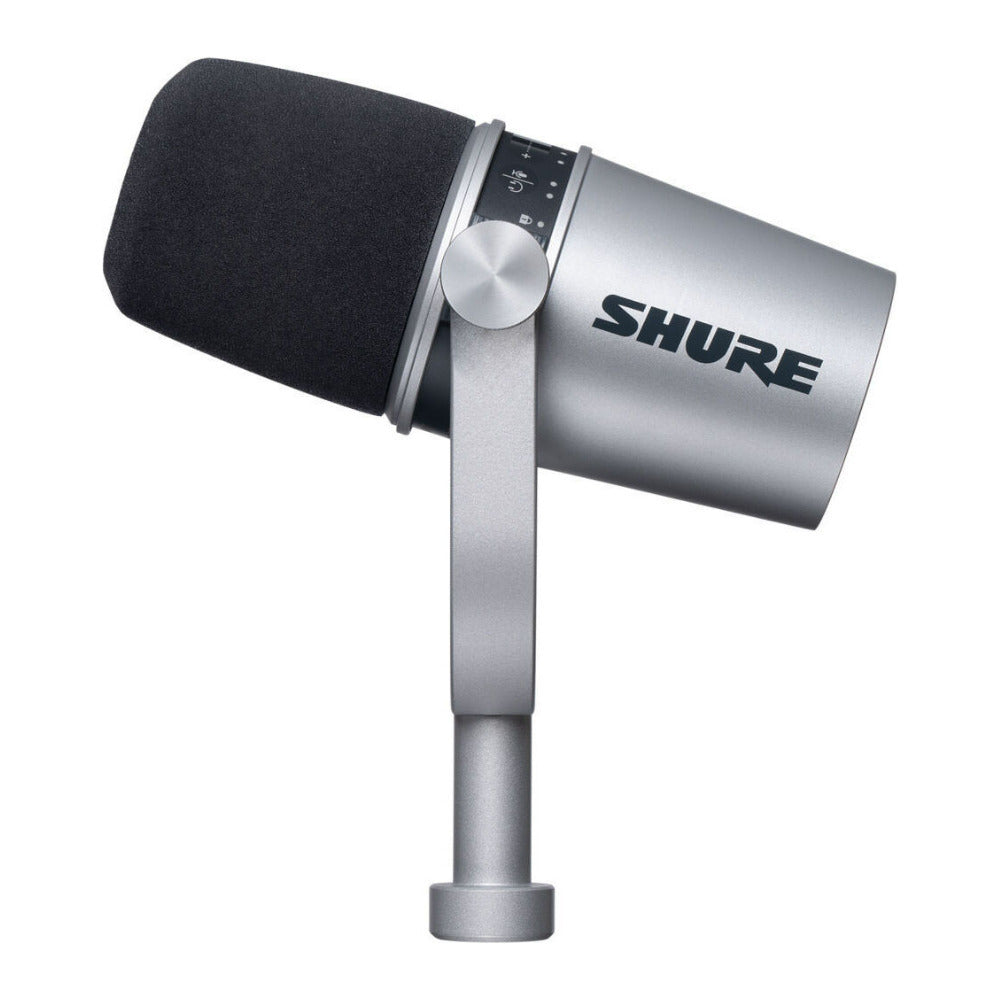 Shure MV7 MFi Certified Podcast Microphone with USB and XLR outputs (Silver)