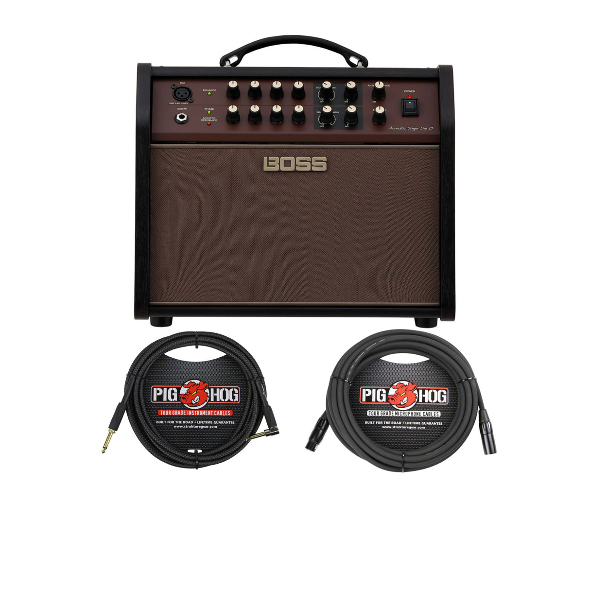 BOSS Acoustic Singer Live LT 60-Watt Bi-Amp Acoustic Guitar Amplifier Bundle