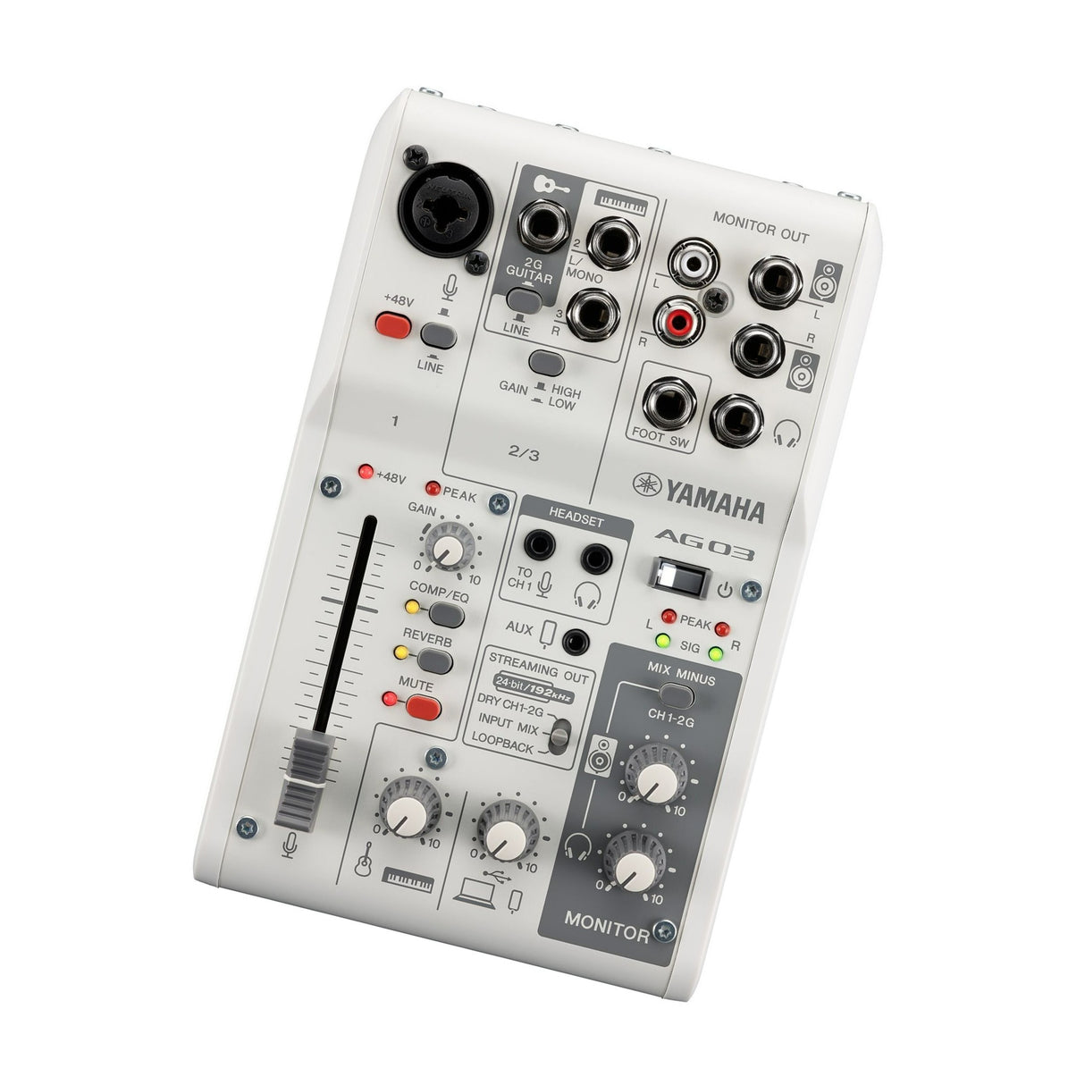 AG03MK2 3-Channel Live Streaming Loopback High Resolution USB Mixer (White)