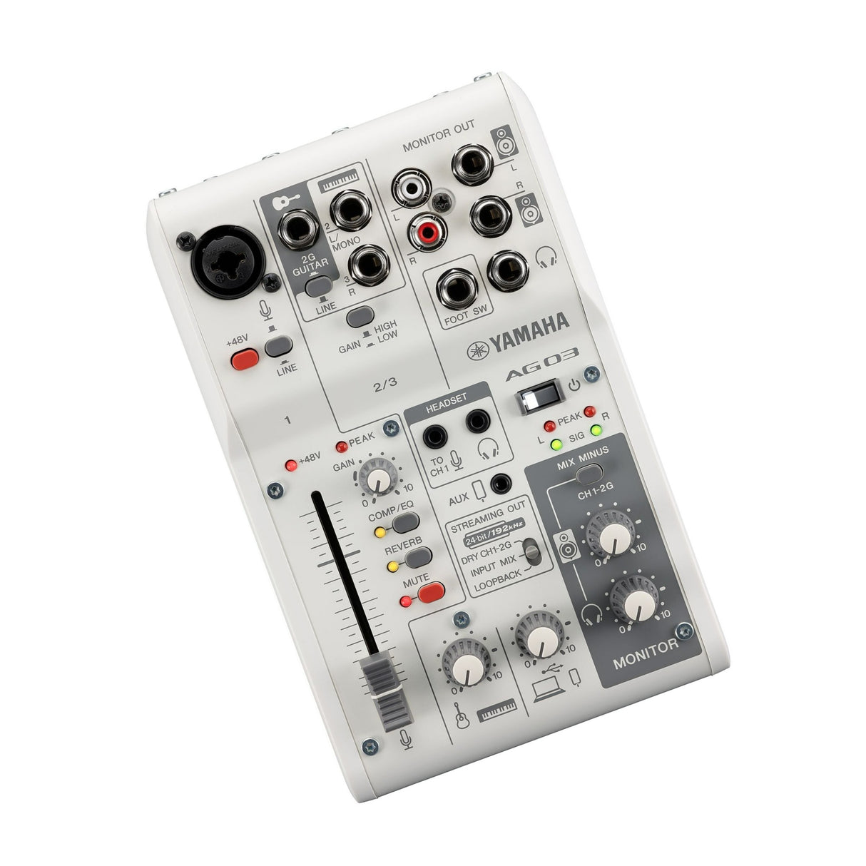 AG03MK2 3-Channel Live Streaming Loopback High Resolution USB Mixer (White)