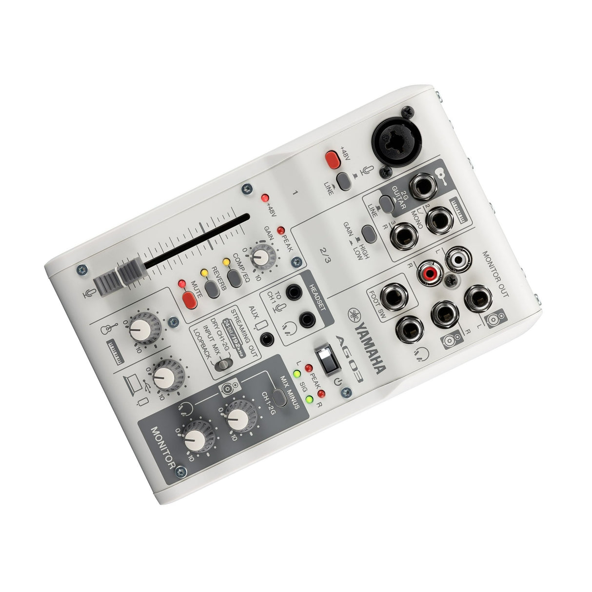 AG03MK2 3-Channel Live Streaming Loopback High Resolution USB Mixer (White)