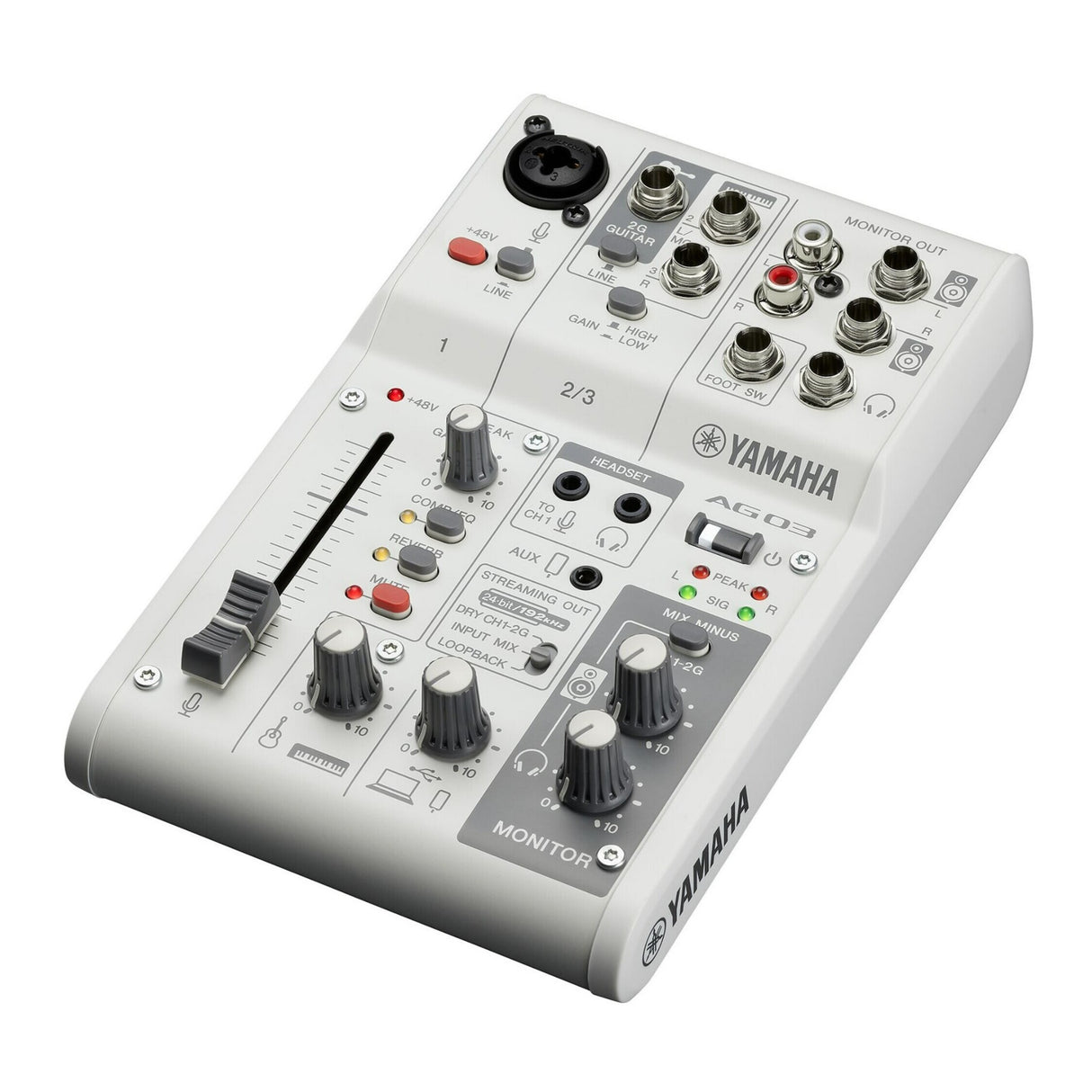 AG03MK2 3-Channel Live Streaming Loopback High Resolution USB Mixer (White)