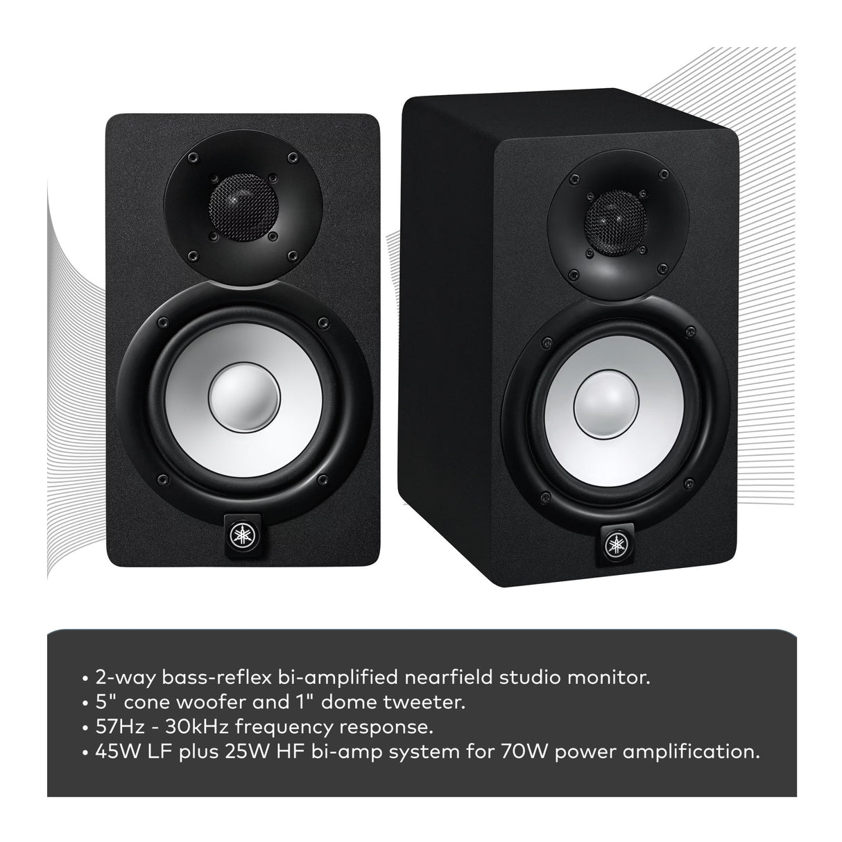Yamaha HS5 70W Powered Studio Monitor Speaker Pair with Subwoofer Bundle