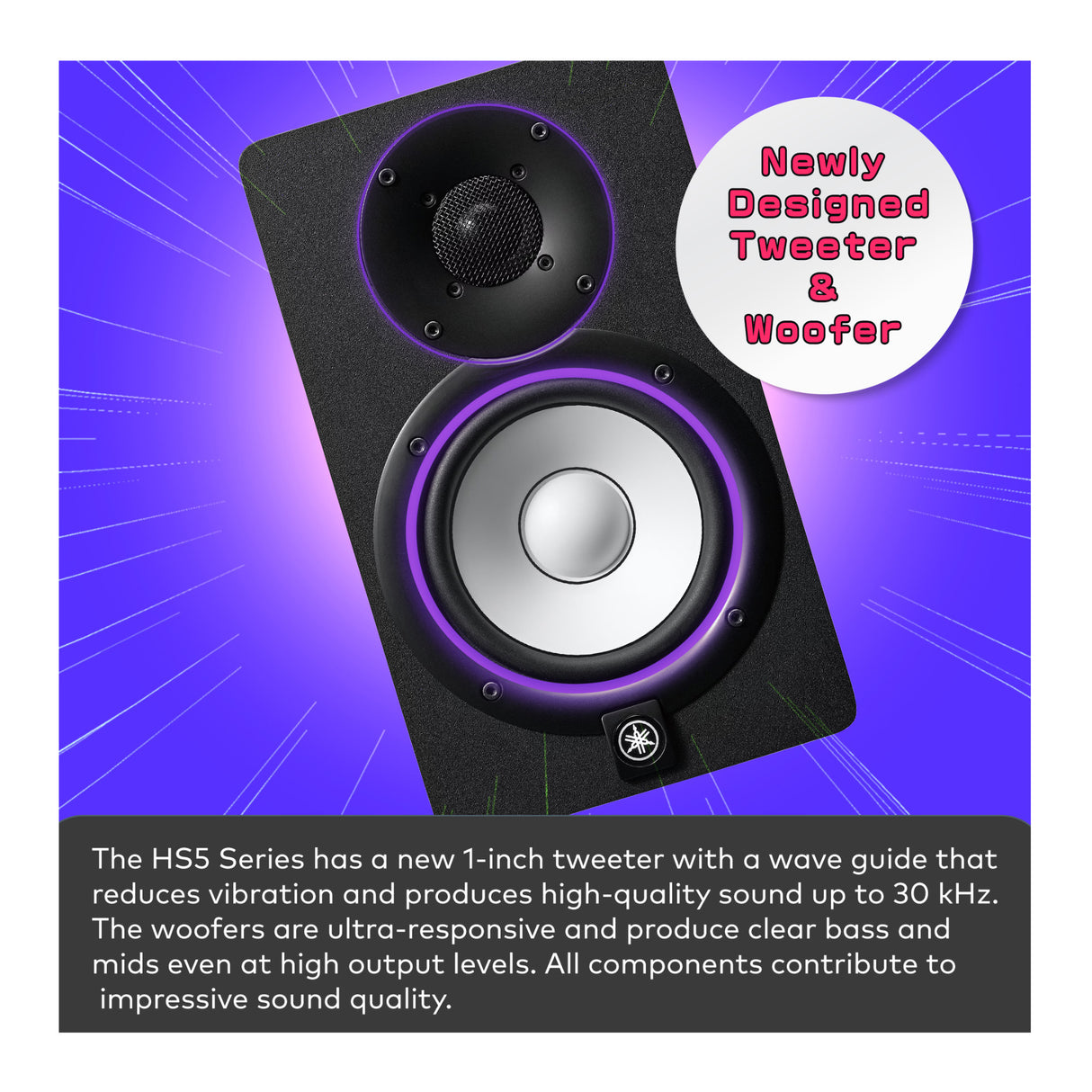 Yamaha HS5 70W Powered Studio Monitor Speaker Pair with Subwoofer Bundle