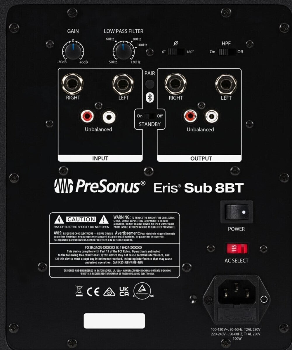 PreSonus Eris Sub 8BT Compact 8-inch Active Studio Subwoofer w BT connectivity