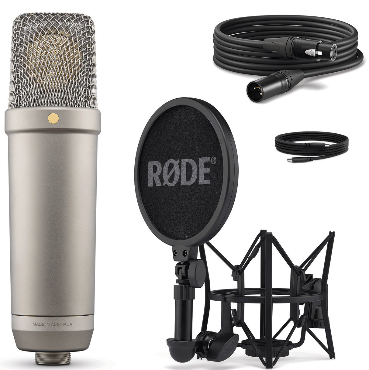 Rode NT1 5th Generation Condenser Microphone, SM6 ShockMount, Pop Filter, Silver