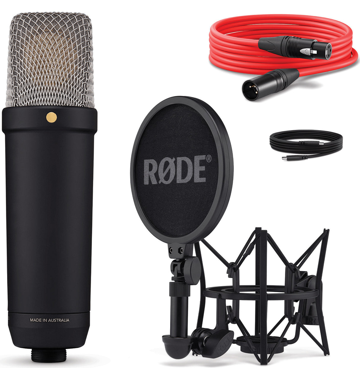 Rode NT1 5th Generation Condenser Microphone, SM6 Shock Mount, Pop Filter, Black