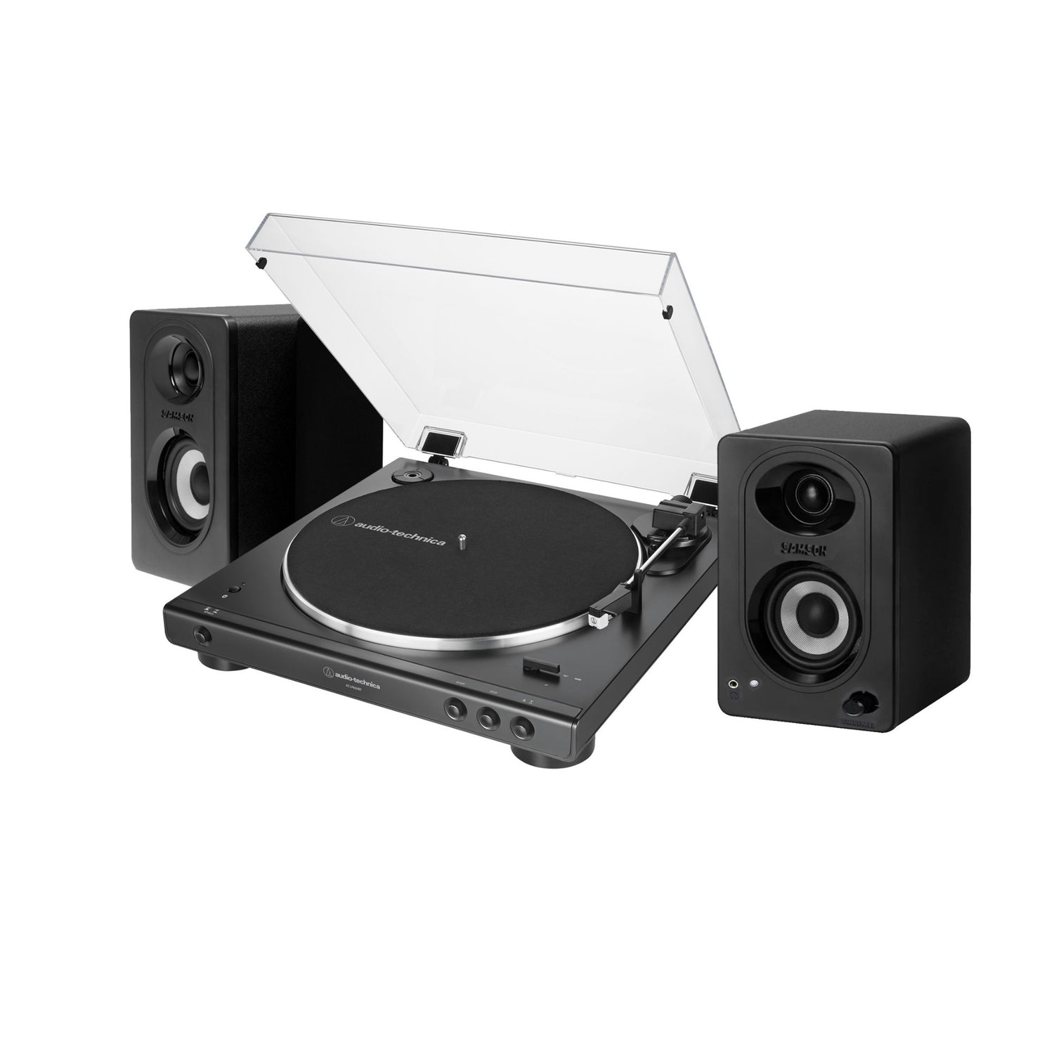 Audio-Technica AT-LP60XBT Bluetooth Stereo Turntable (Black) with Speakers Pairs