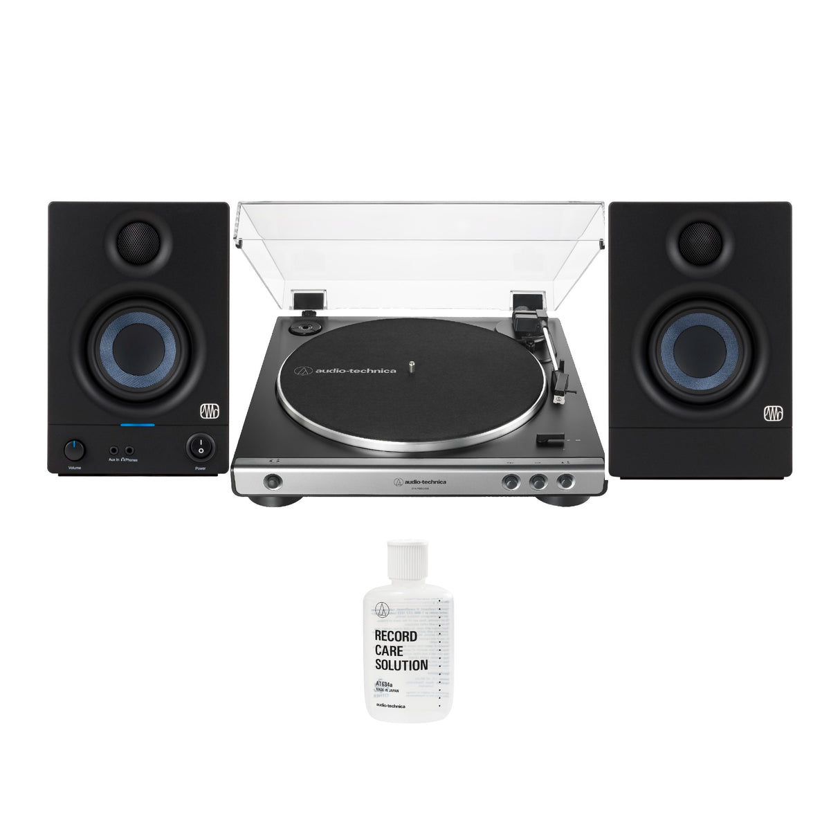 Audio-Technica AT-LP60X-USB Turntable Gunmetal with Presonus Eris 3.5 Monitors