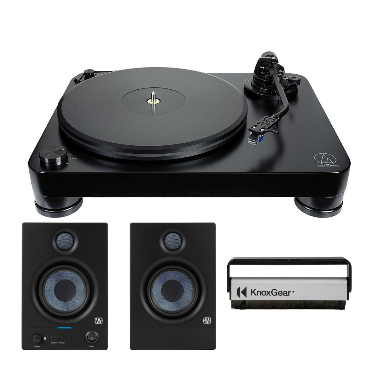 Audio-Technica AT-LP7 Fully Manual Belt-Drive Turntable with Speakers Bundle