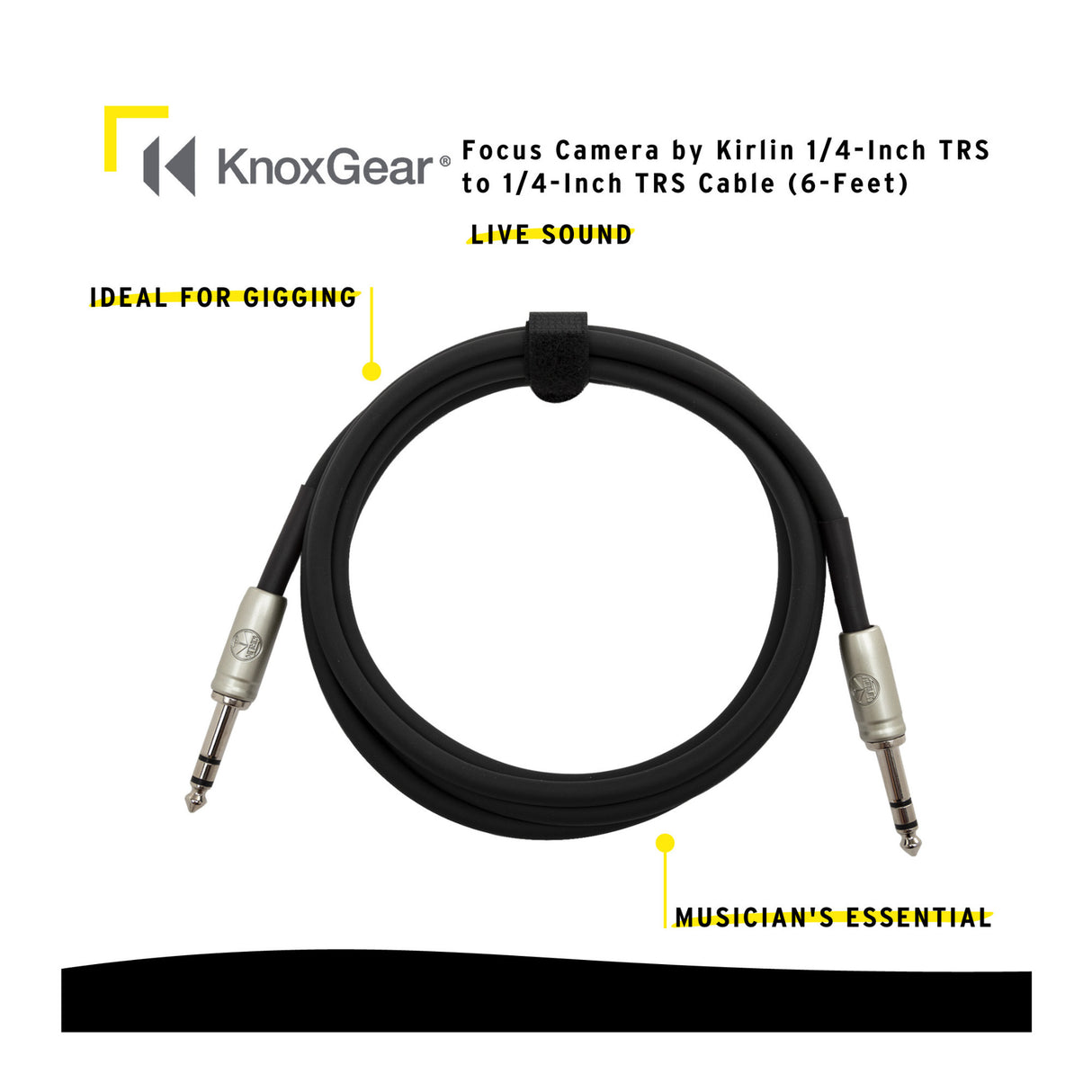 Knox Gear 1/4in TRS to 1/4inTRS Cable (6-Feet)