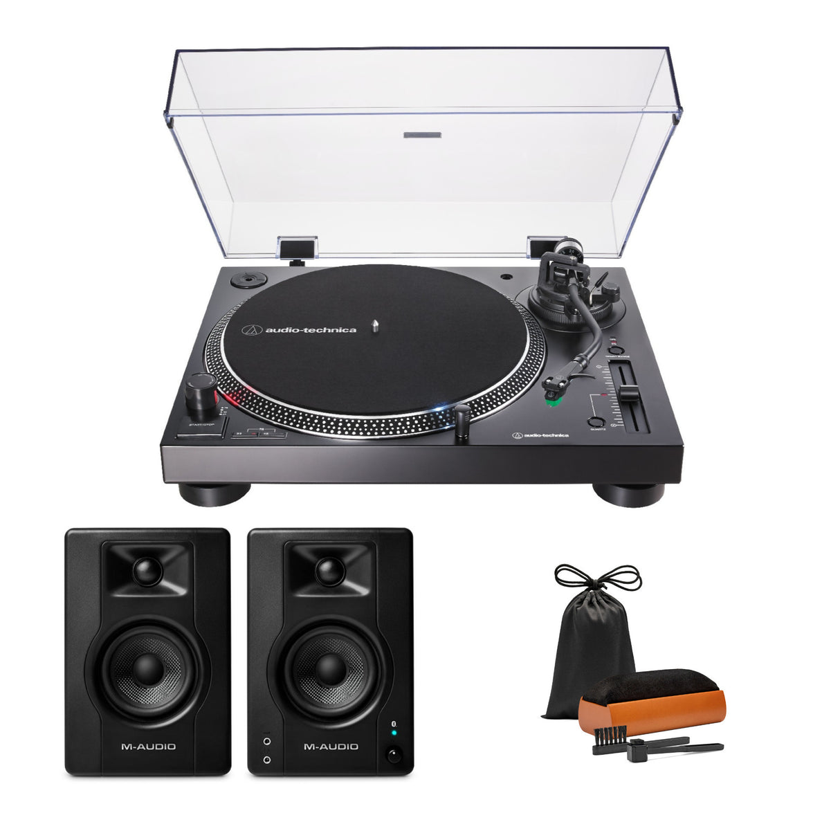 Audio-Technica USB Direct-Drive Analog Turntable (Black) with Studio Monitors
