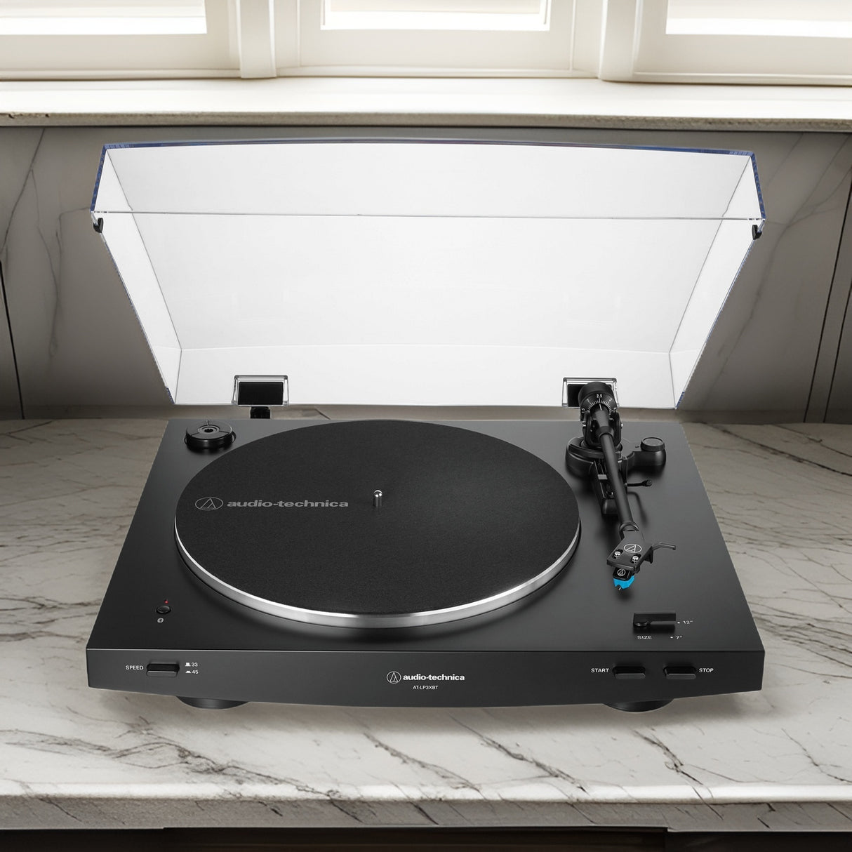 Audio Technica AT-LP3XBT Belt-Drive Turntable (Black) with Studio Monitors Kit