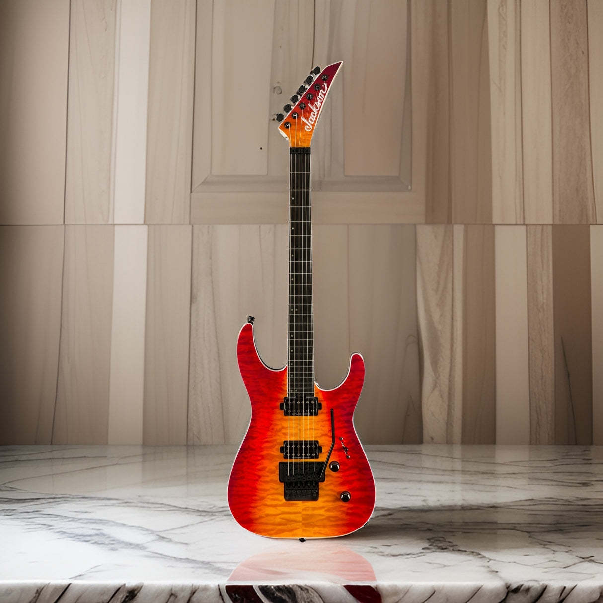 Jackson Pro Plus Dinky DKAQ 6-String Electric Guitar (Firestorm) with Case